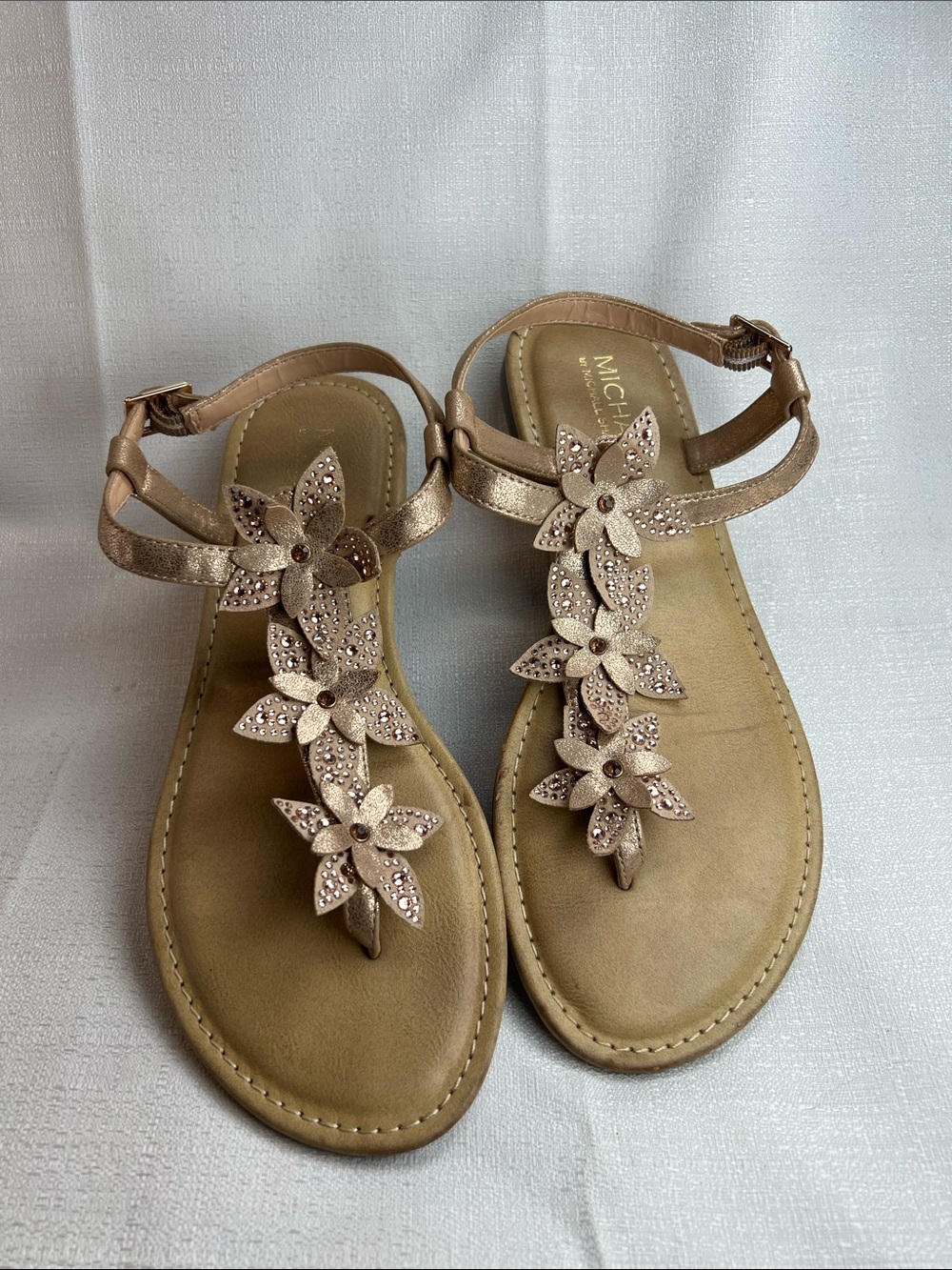 MICHAEL by Michael Shannon. Bronze floral sandal. - Picture 2 of 5